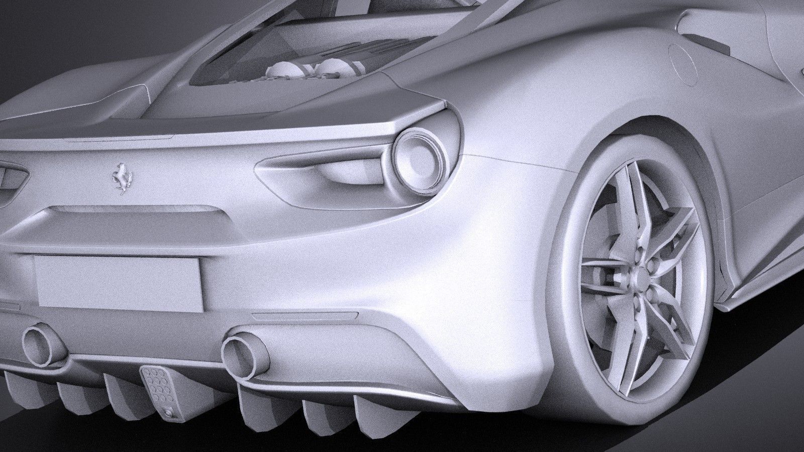 HQ LowPoly Ferrari 488 GTB 2016 Low-poly 3D model_12
