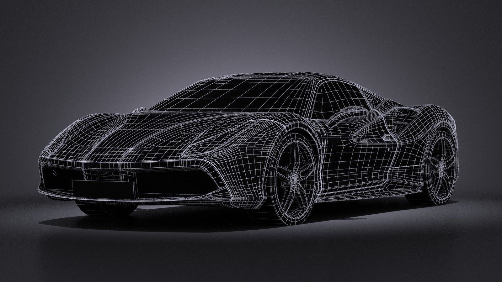 HQ LowPoly Ferrari 488 GTB 2016 Low-poly 3D model_14