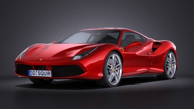 HQ LowPoly Ferrari 488 GTB 2016 Low-poly 3D model