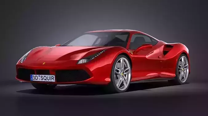 HQ LowPoly Ferrari 488 GTB 2016 Low-poly 3D model