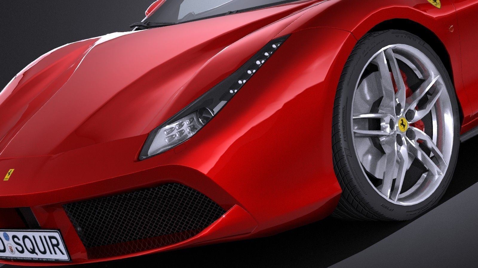 HQ LowPoly Ferrari 488 GTB 2016 Low-poly 3D model_2