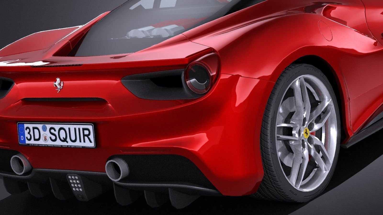 HQ LowPoly Ferrari 488 GTB 2016 Low-poly 3D model_3