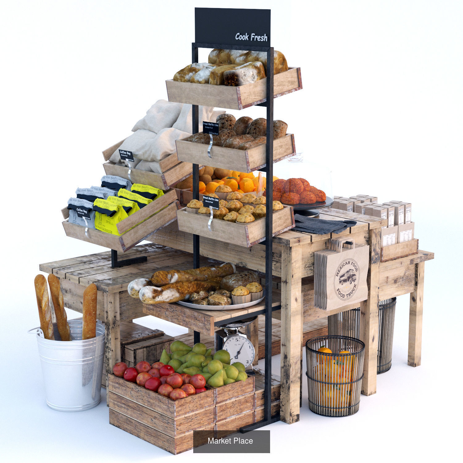 Market Place Set 3D Model Collection_1