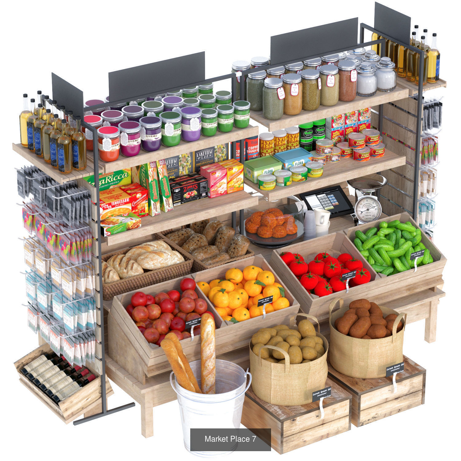 Market Place Set 3D Model Collection_7