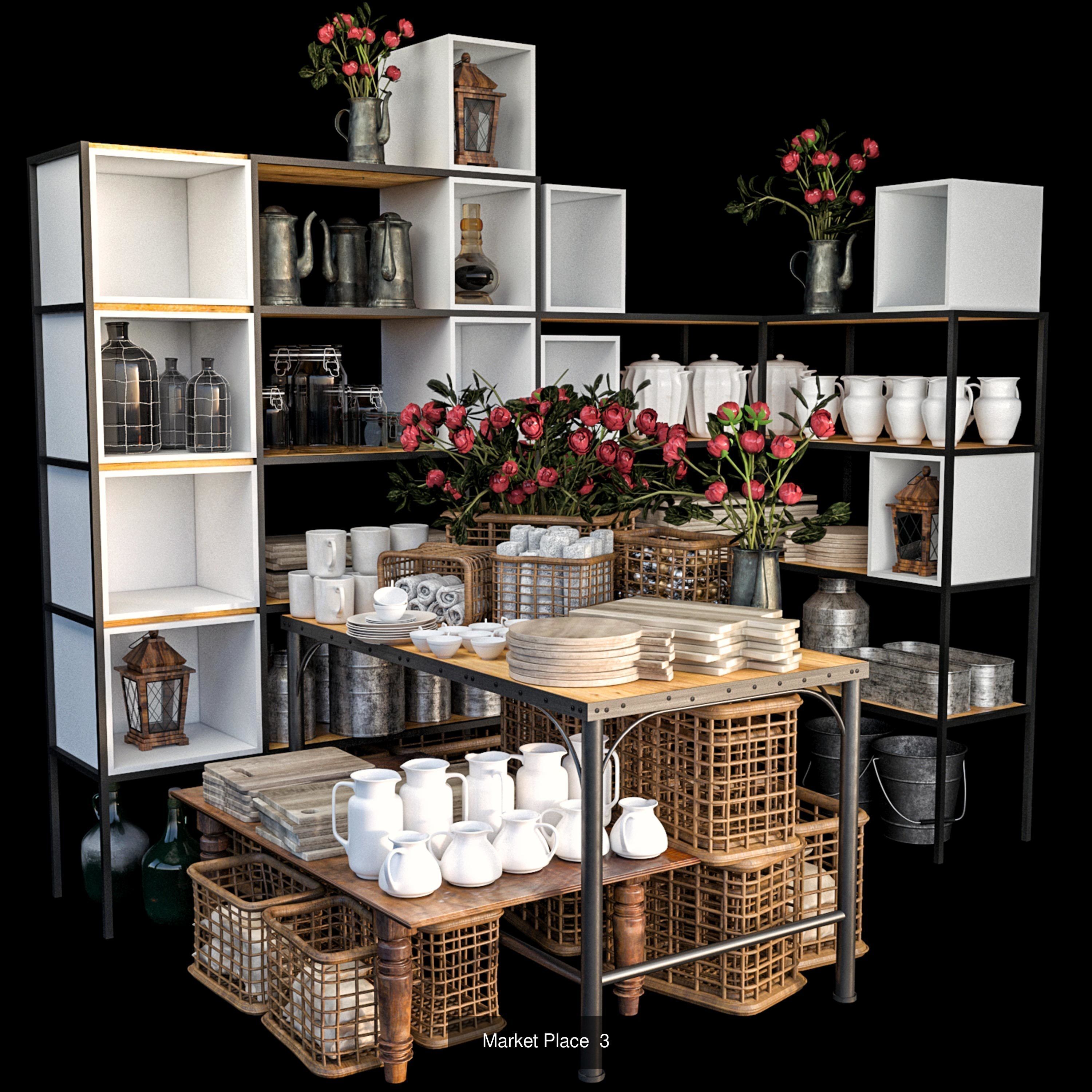 Market Place Set 3D Model Collection_3