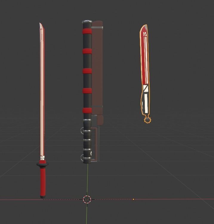 Katana with sub-tanto Free 3D model_2