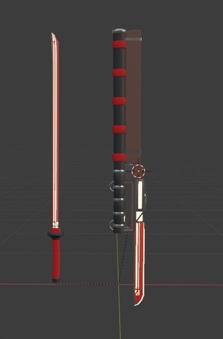 Katana with sub-tanto Free 3D model_3