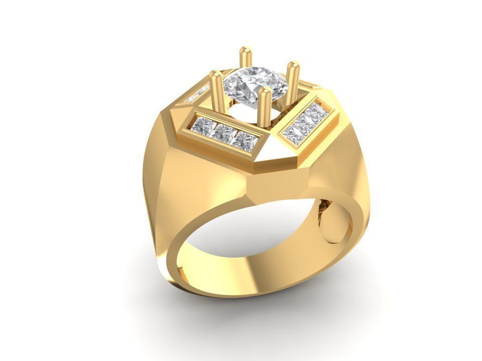 Korean Diamond Statement Ring for Men 2352 3D print model