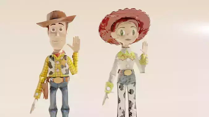 Woody and Jessie 3D Models Rigged PACK Low-poly 3D model