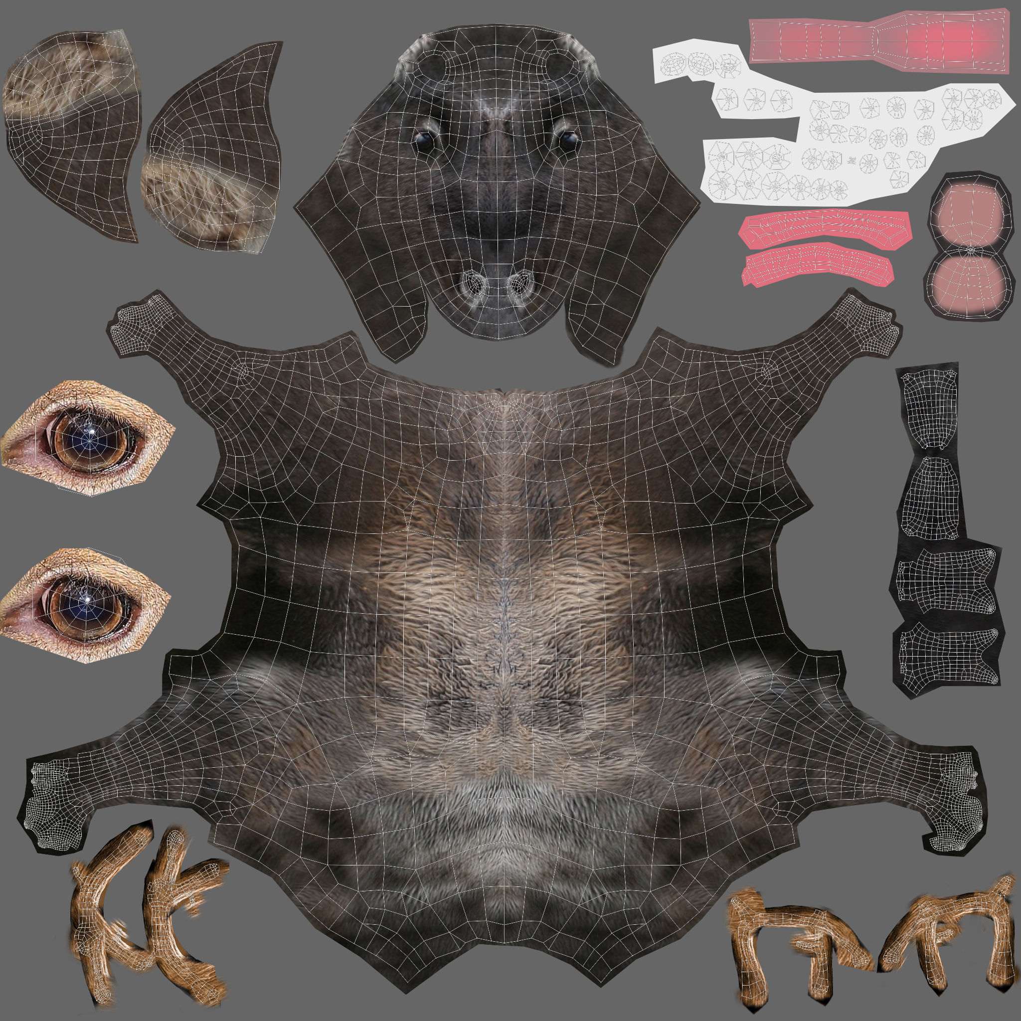 Fur Black Reindeer Blender NO RIG Low-poly 3D model_18