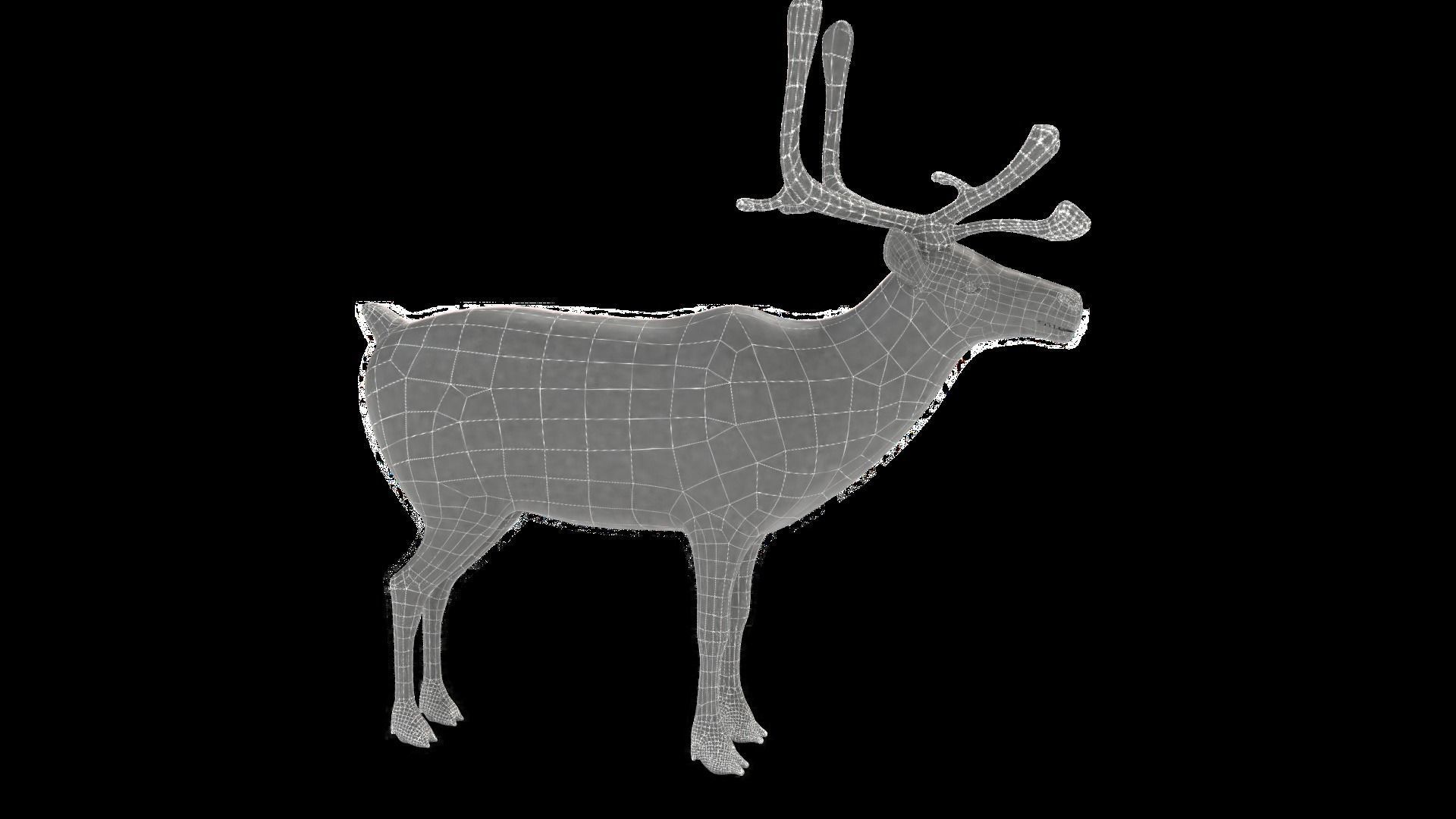 Fur Black Reindeer Blender NO RIG Low-poly 3D model_16