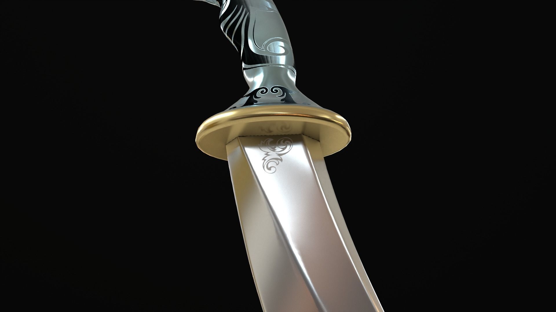 Dagger Traditional Low-poly 3D model_16