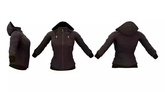 Winter Hoodie Leather Jacket Low-poly 3D model