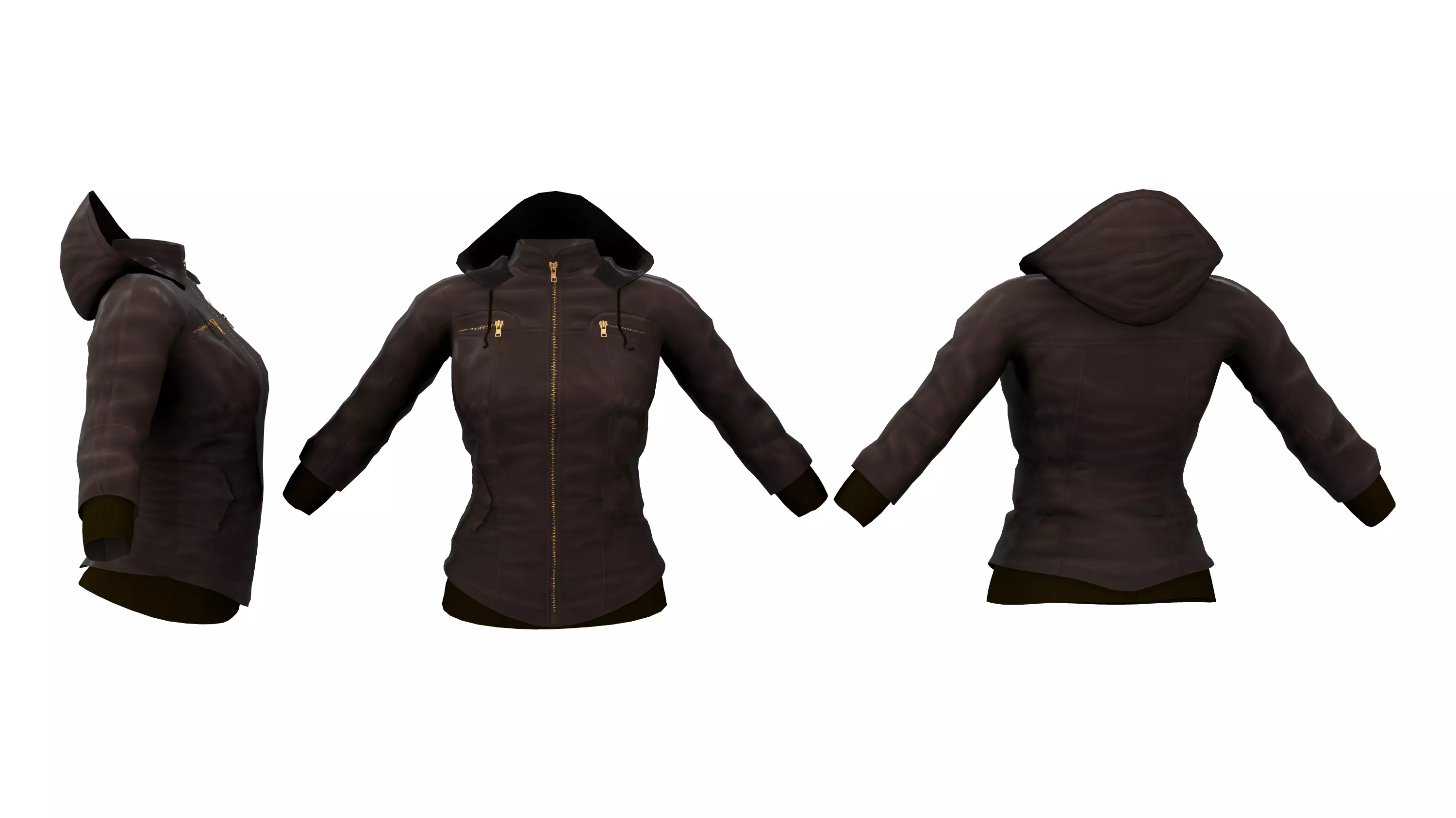 Winter Hoodie Leather Jacket Low-poly 3D model_0