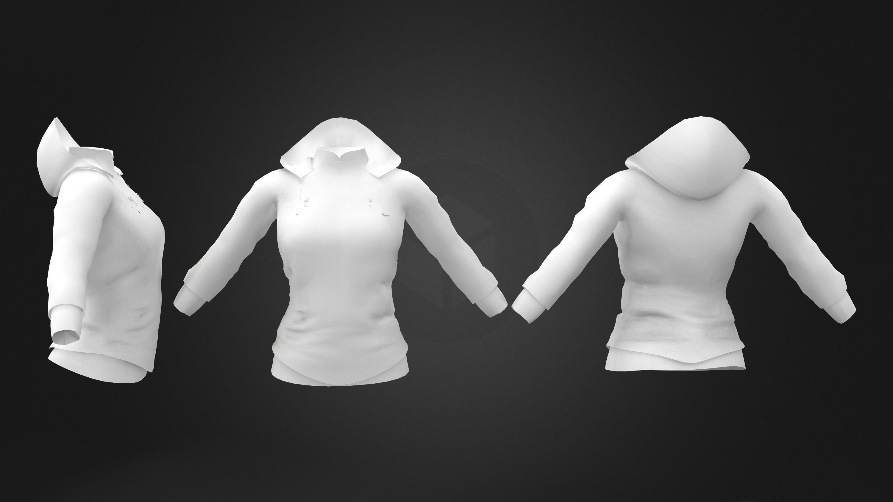 Winter Hoodie Leather Jacket Low-poly 3D model_3