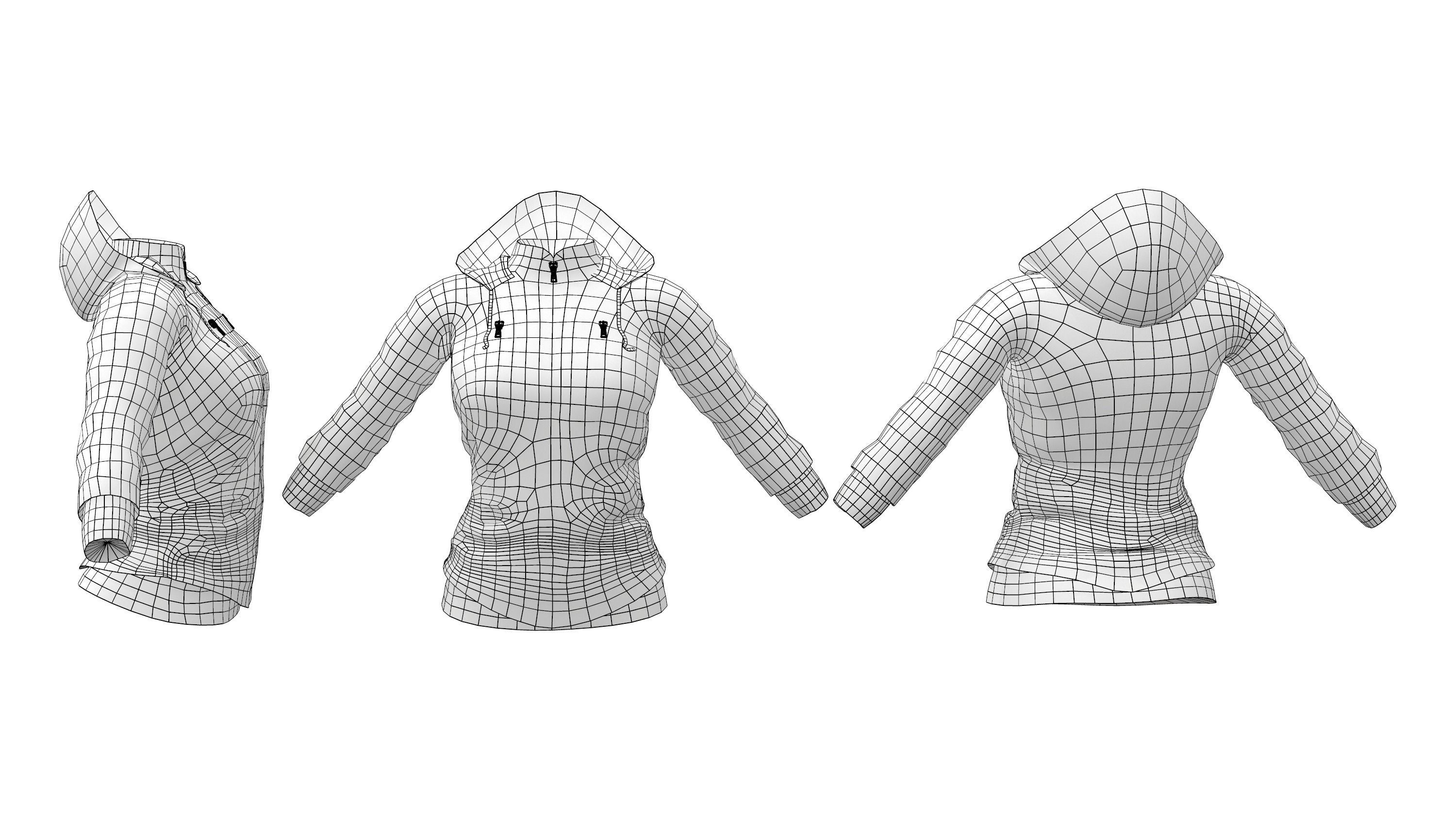 Winter Hoodie Leather Jacket Low-poly 3D model_2