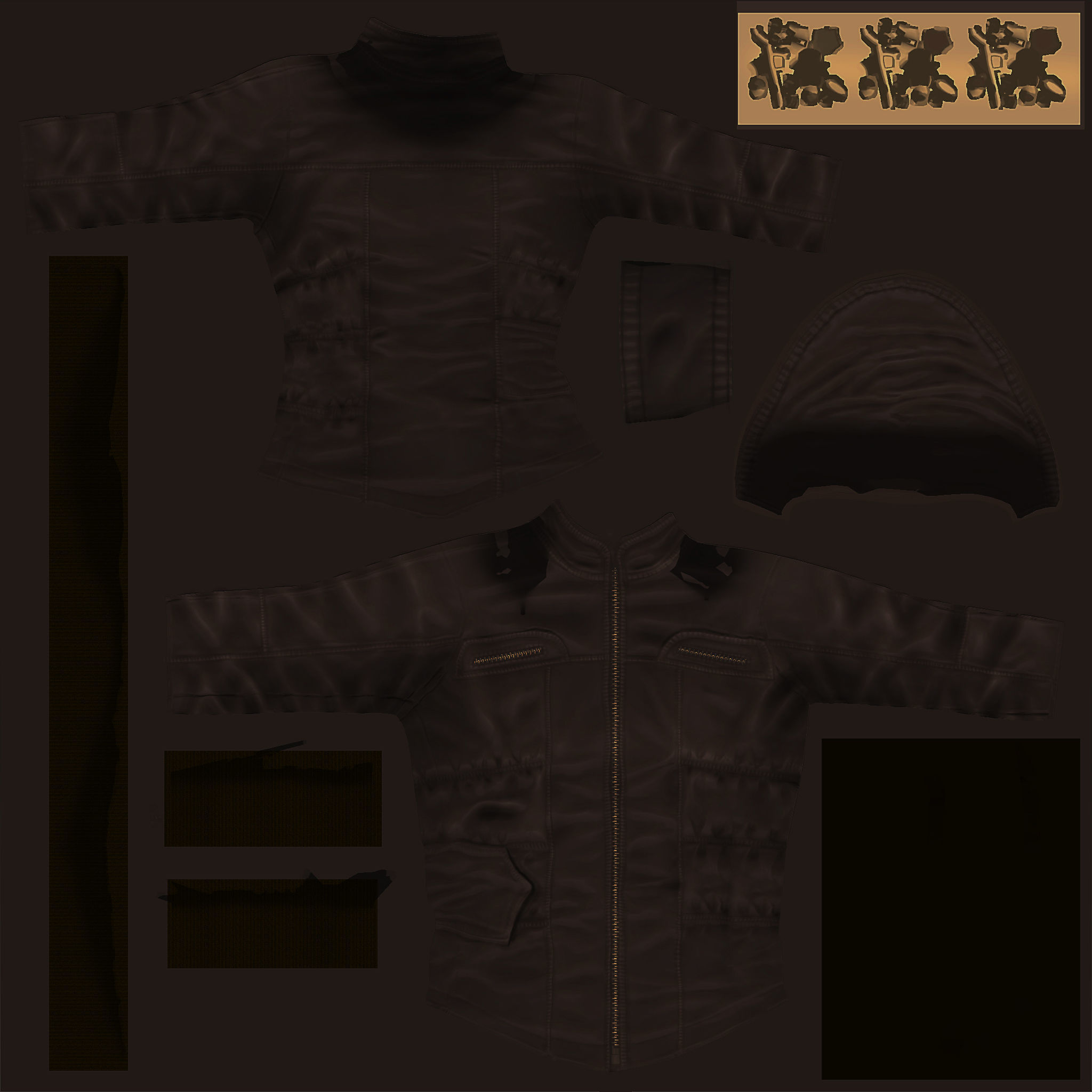 Winter Hoodie Leather Jacket Low-poly 3D model_4