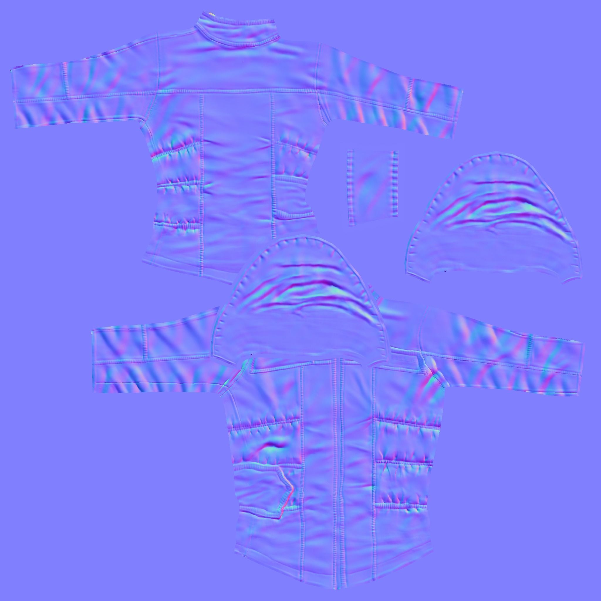 Winter Hoodie Leather Jacket Low-poly 3D model_5