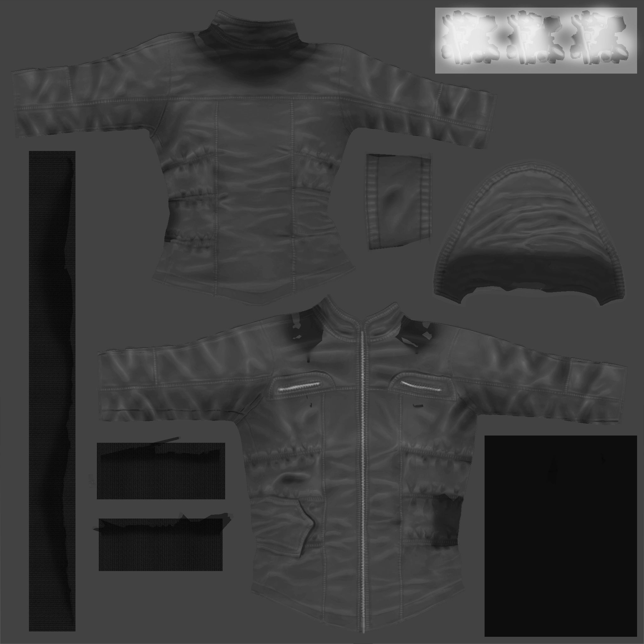 Winter Hoodie Leather Jacket Low-poly 3D model_6