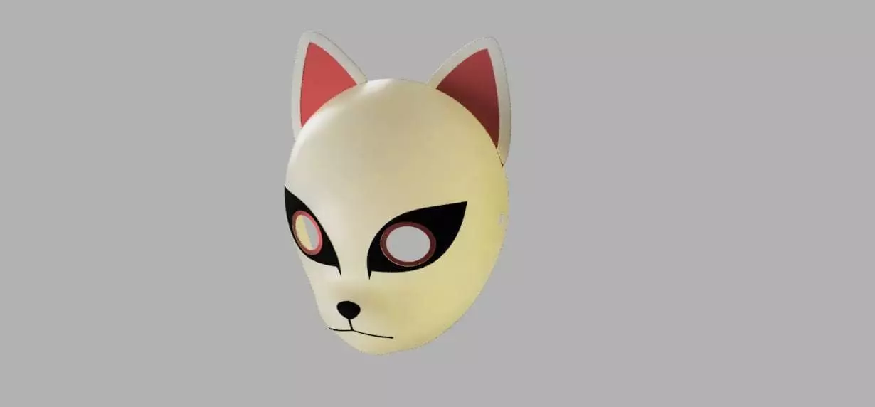 Cat Face Mask Anime Cosplay Kitsune Mask 3D Model STL 3D print model