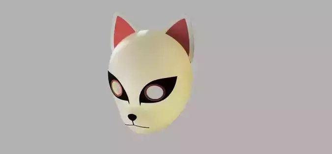 Cat Face Mask Anime Cosplay Kitsune Mask 3D Model STL