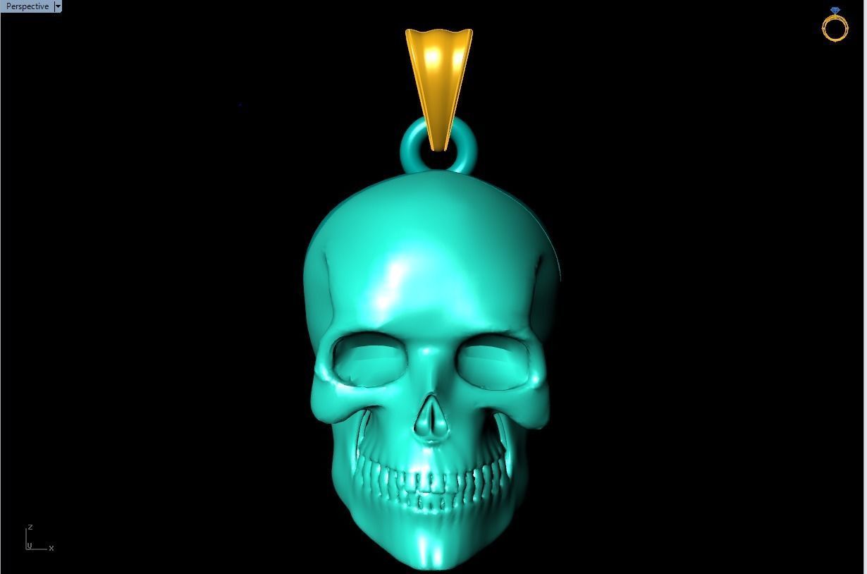 Human skull pendant - Skull pendant 3D print model_4