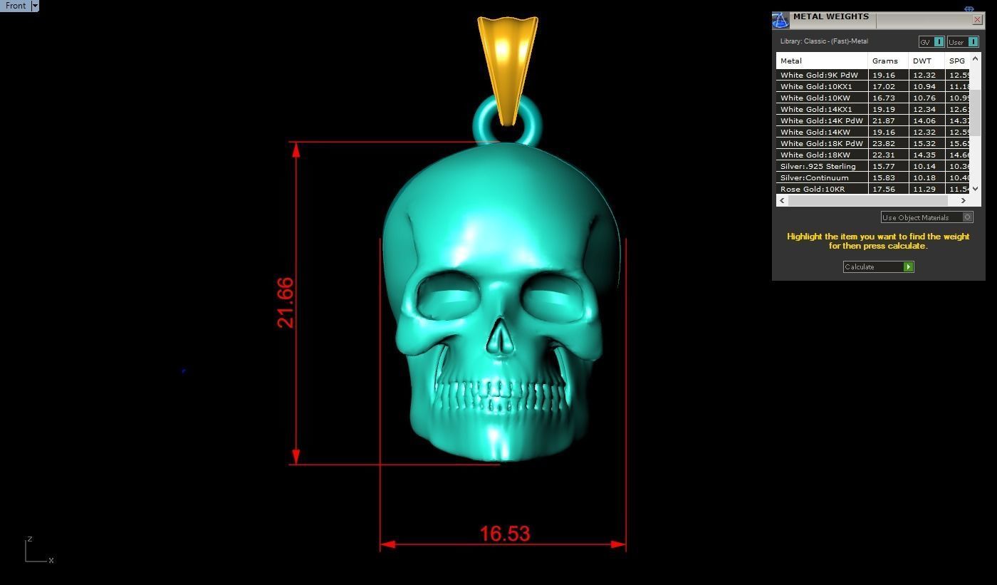 Human skull pendant - Skull pendant 3D print model_6