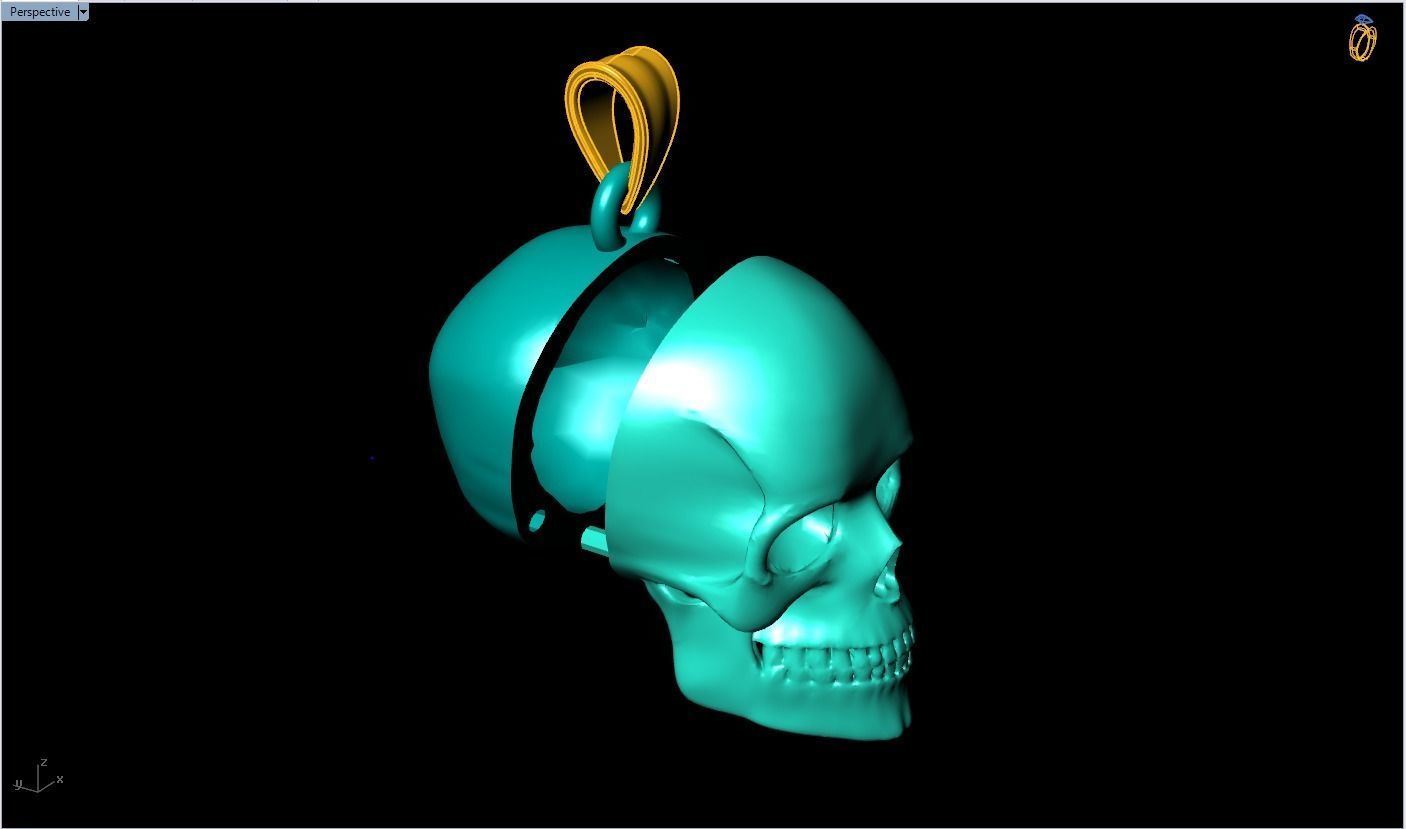 Human skull pendant - Skull pendant 3D print model_7