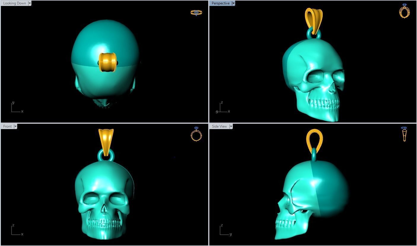 Human skull pendant - Skull pendant 3D print model_5