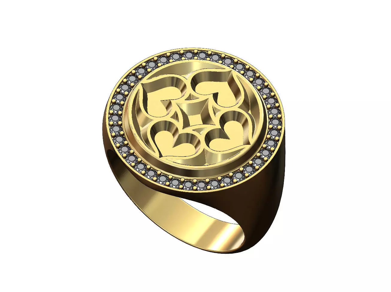 Gothic motif large 21mm round diamond ring US size 9 3D print model