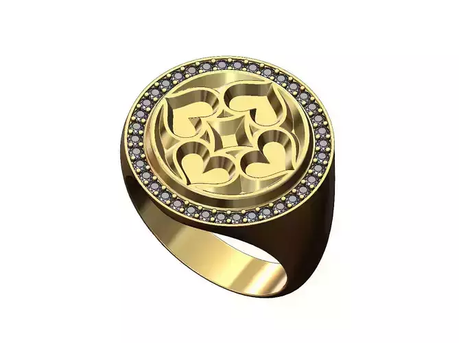 Gothic motif large 21mm round diamond ring US size 9 