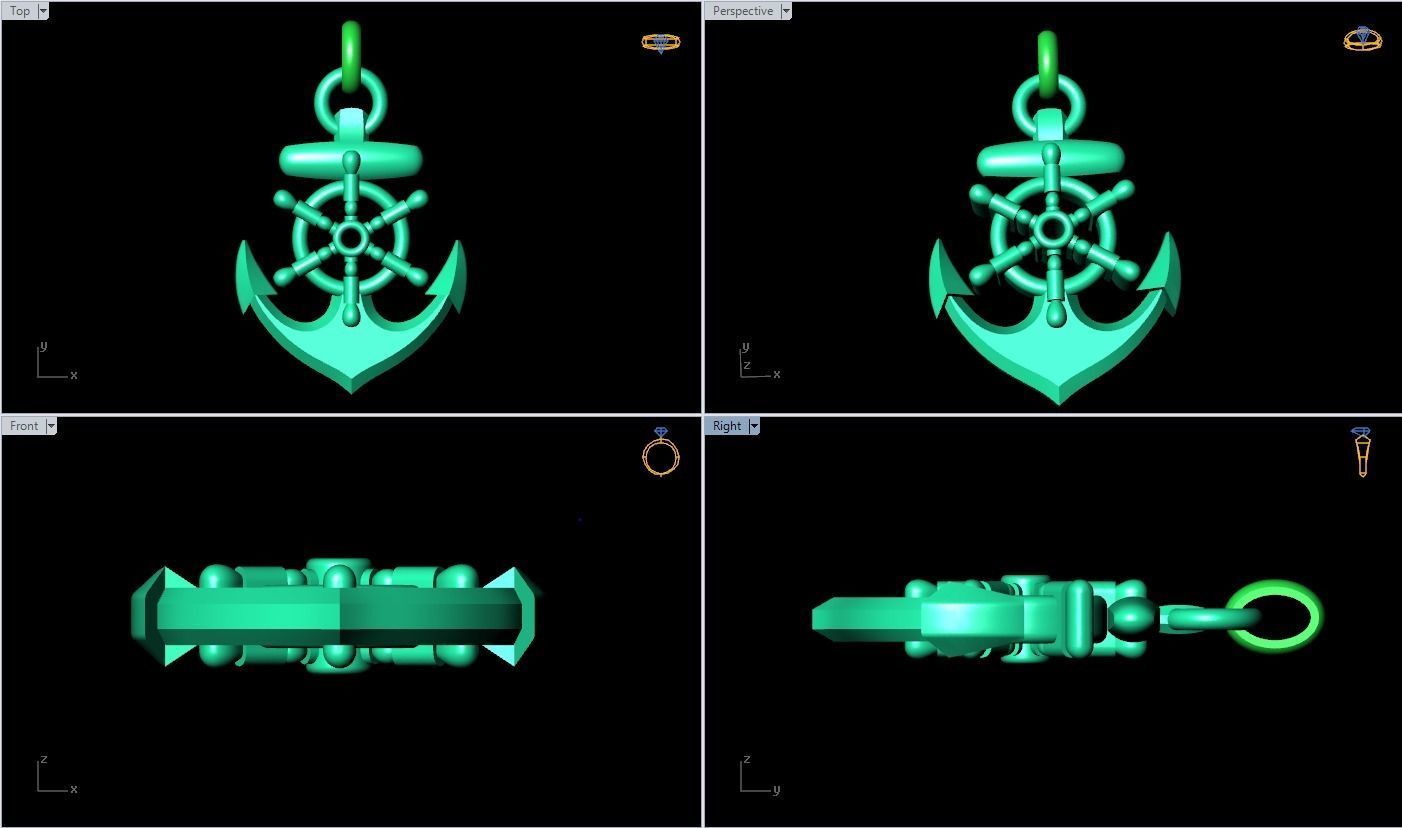 Anchor pendant - Sailor pendant - N159 3D print model_3