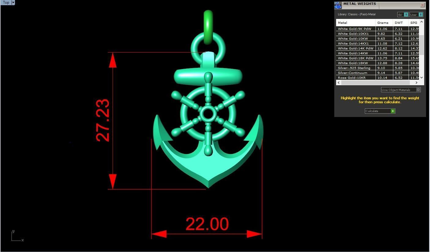 Anchor pendant - Sailor pendant - N159 3D print model_4