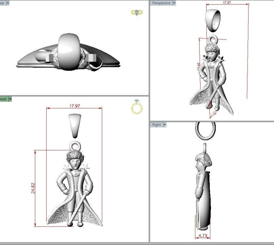 Little Prince pendant 3D print model_2