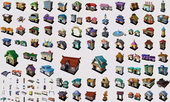 Collection Cartoon Building 