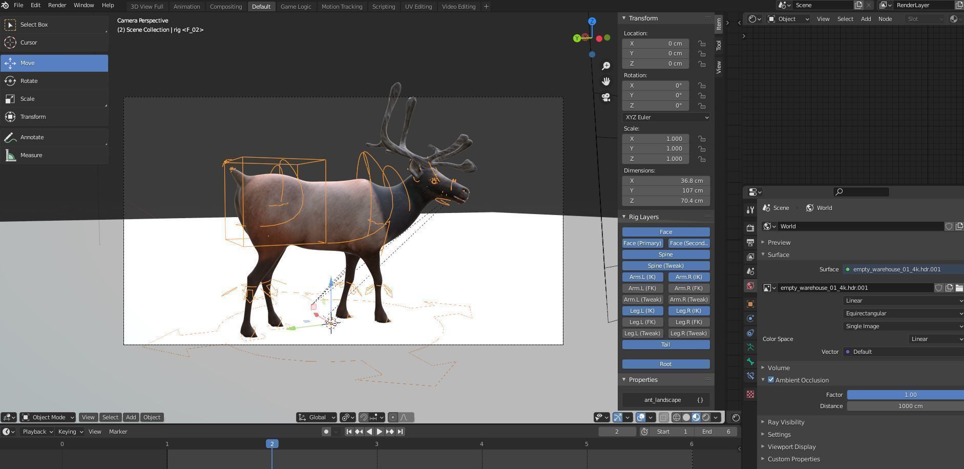 Fur Red Reindeer Rigged Blender  Low-poly 3D model_17