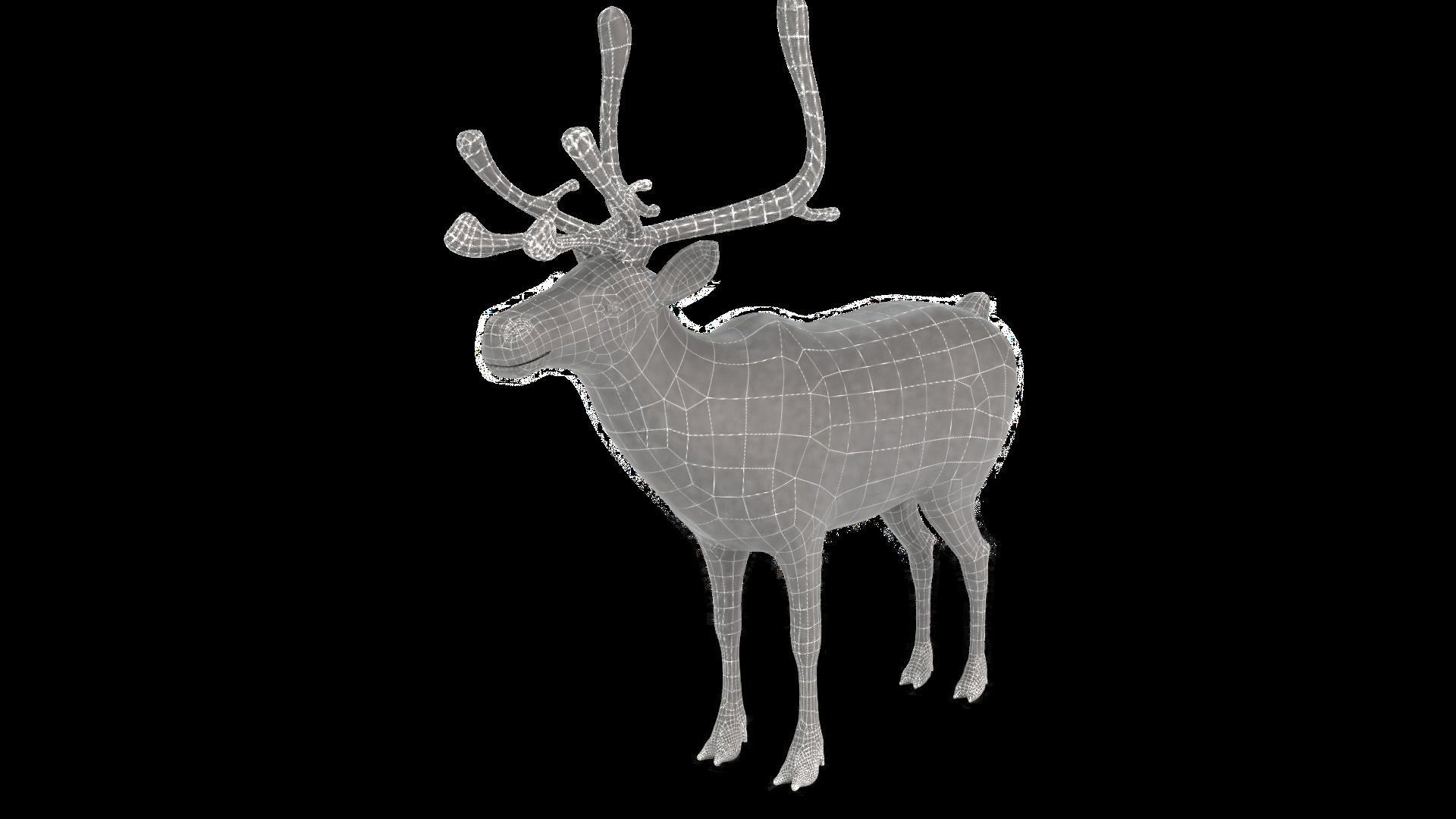 Fur Red Reindeer Rigged Blender  Low-poly 3D model_14