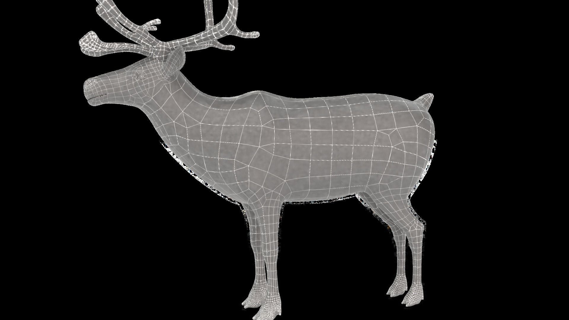 Fur Red Reindeer Rigged Blender  Low-poly 3D model_15