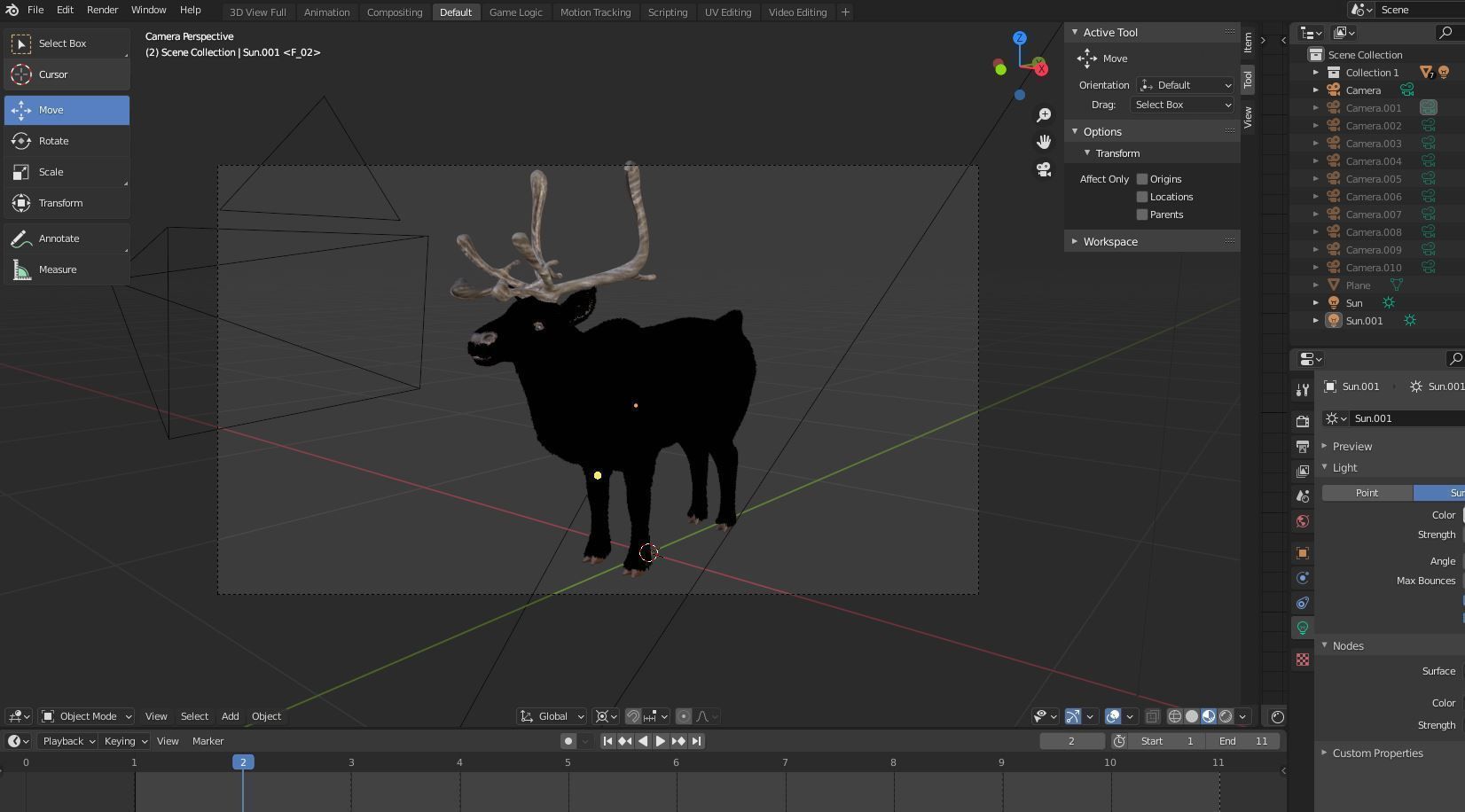 Fur Red Reindeer Rigged Blender  Low-poly 3D model_21