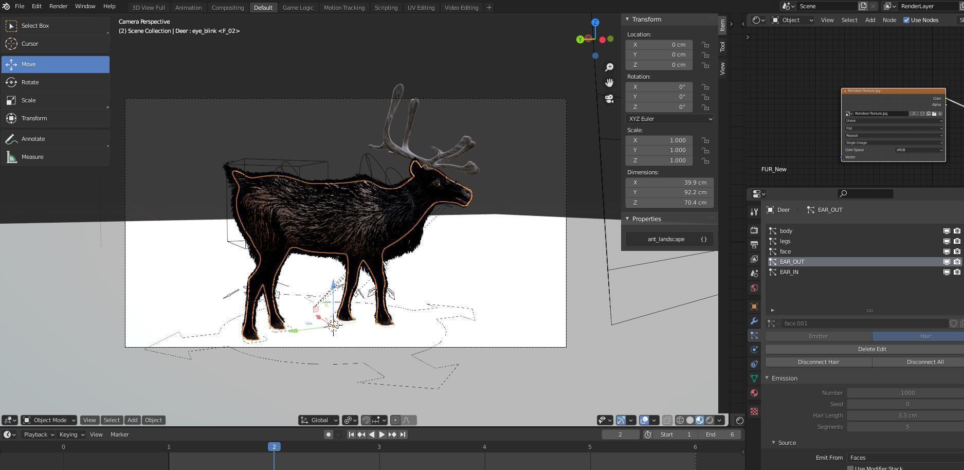 Fur Red Reindeer Rigged Blender  Low-poly 3D model_24