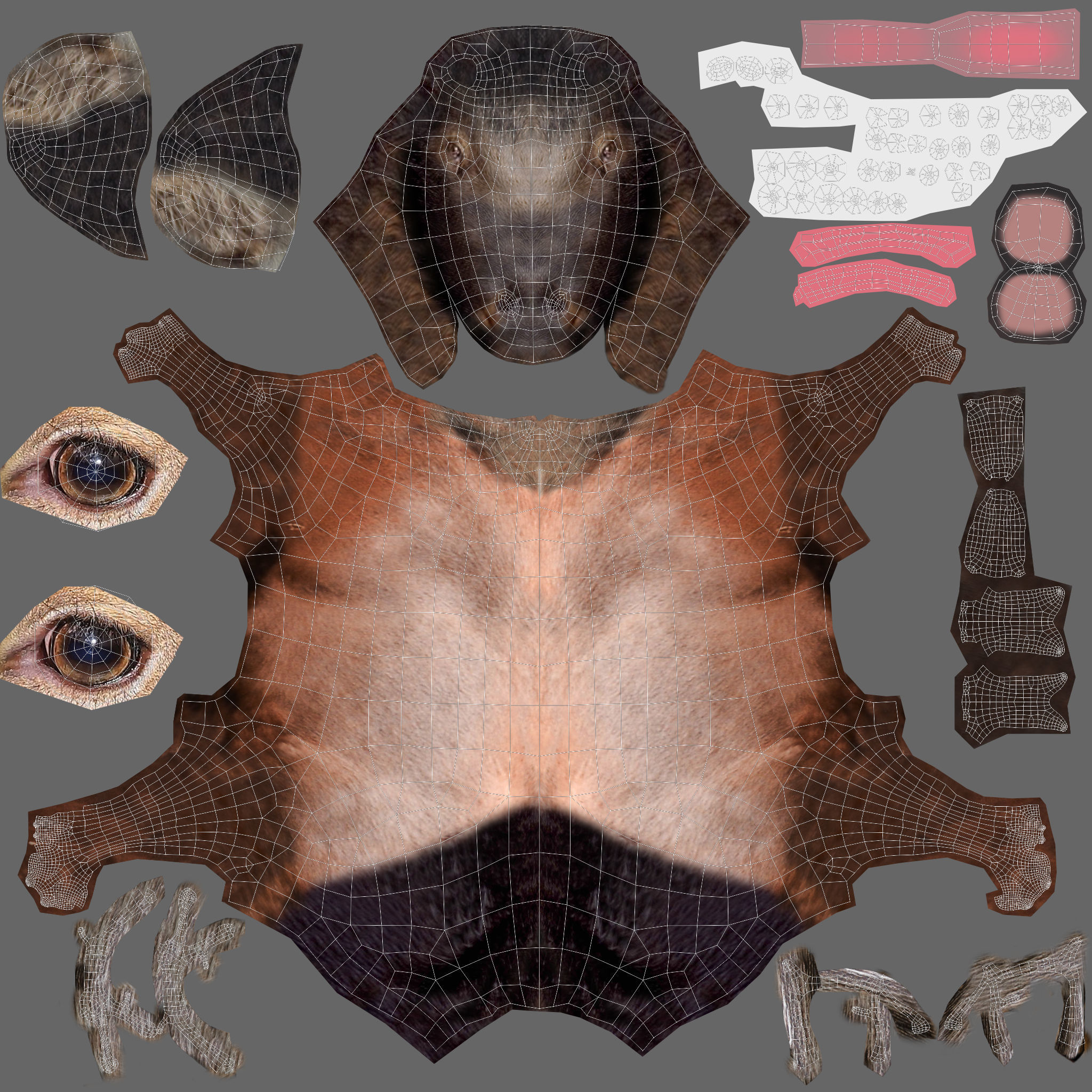 Fur Red Reindeer Rigged Blender  Low-poly 3D model_25