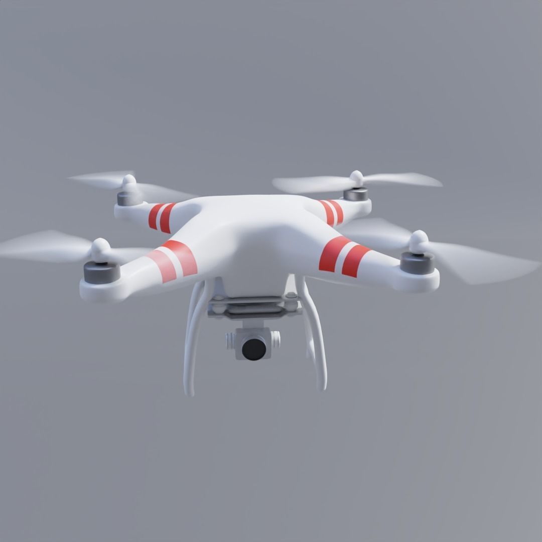 Semi Realistic Low poly White Drone Low-poly 3D model_1