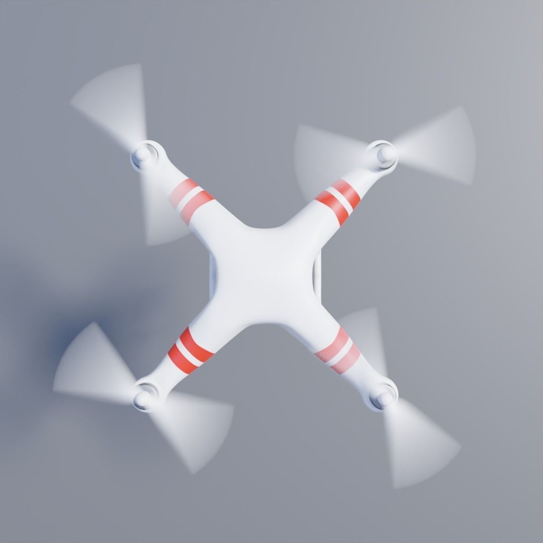 Semi Realistic Low poly White Drone Low-poly 3D model_3