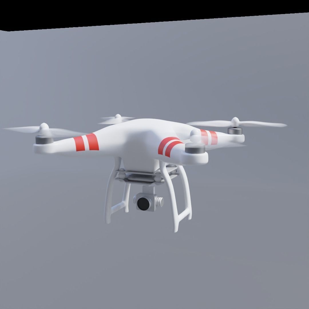 Semi Realistic Low poly White Drone Low-poly 3D model_2