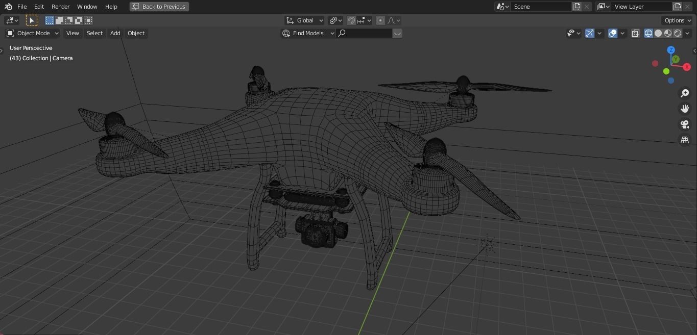 Semi Realistic Low poly White Drone Low-poly 3D model_4
