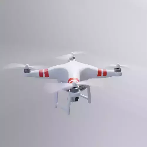 Semi Realistic Low poly White Drone Low-poly 3D model