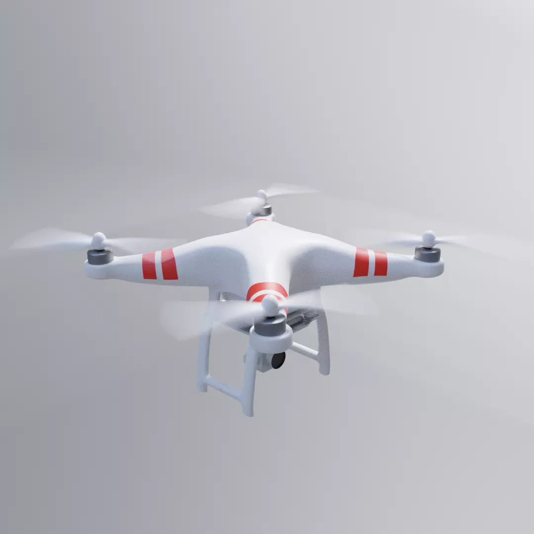 Semi Realistic Low poly White Drone Low-poly 3D model_0