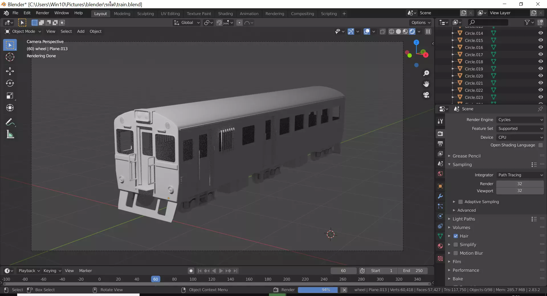 Train subway Free 3D model