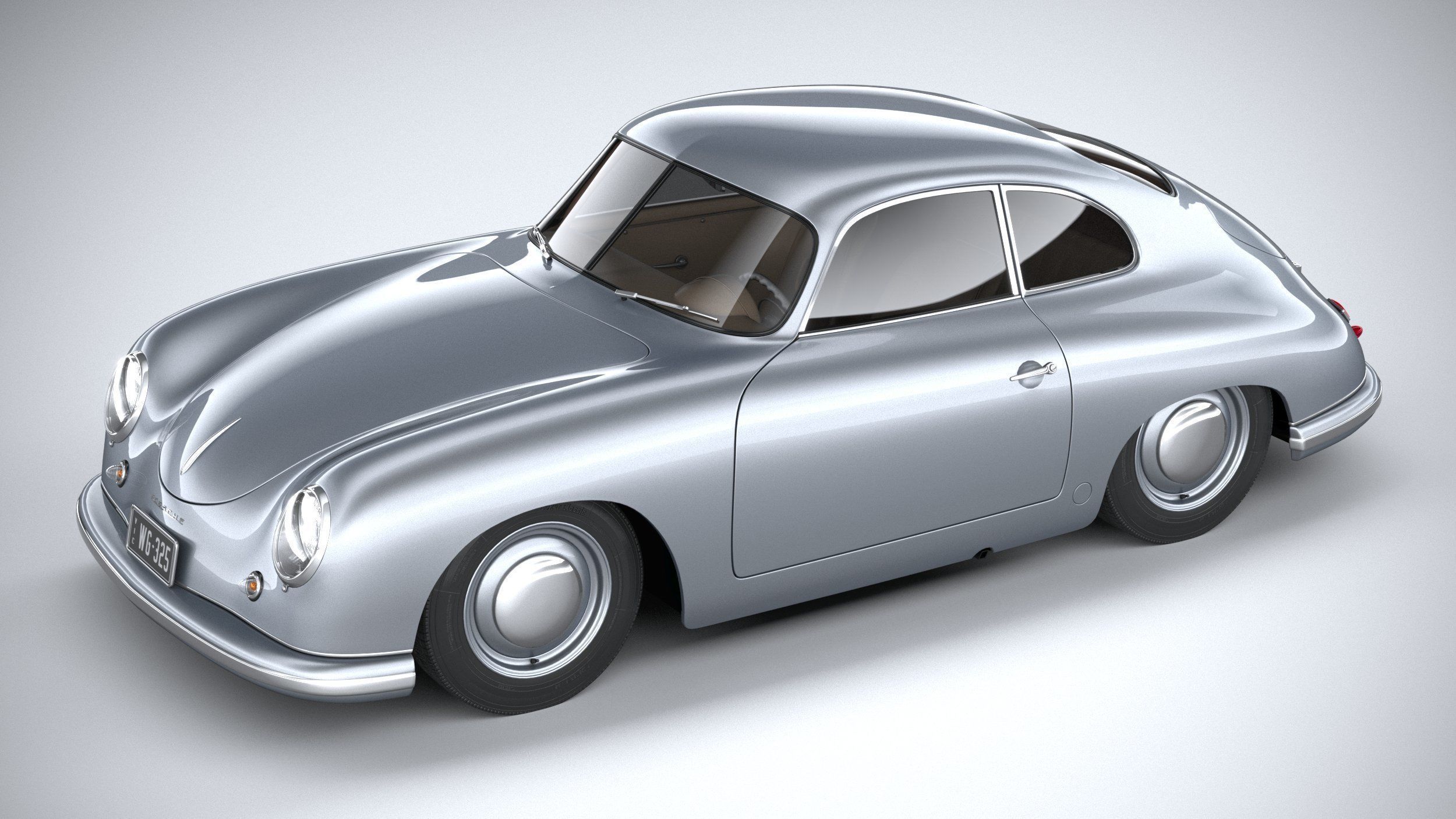 Porsche 356 Coupe split 1951 3D model_7