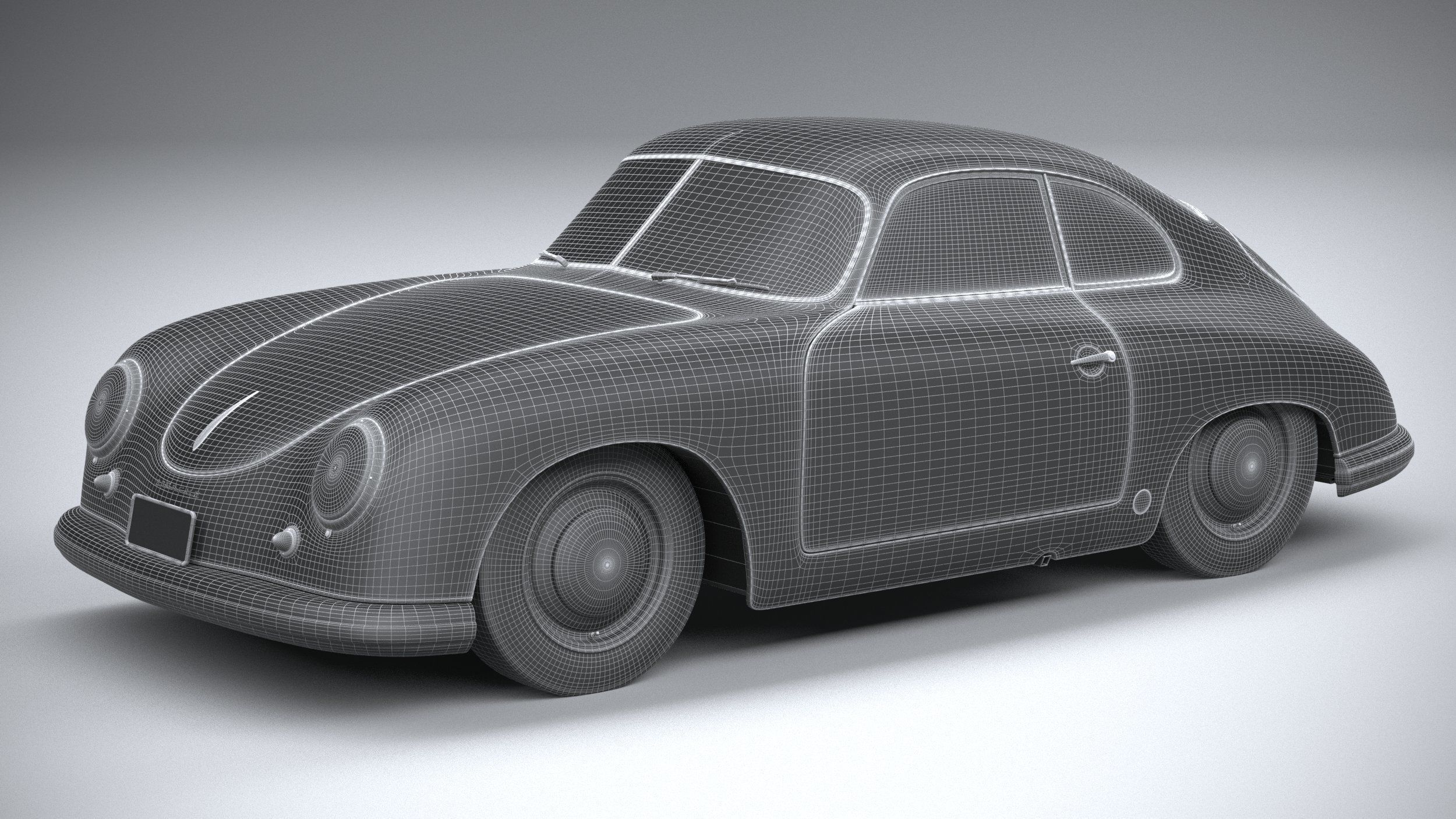 Porsche 356 Coupe split 1951 3D model_29